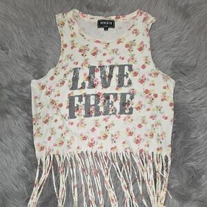 Floral Fringe Tank Top
